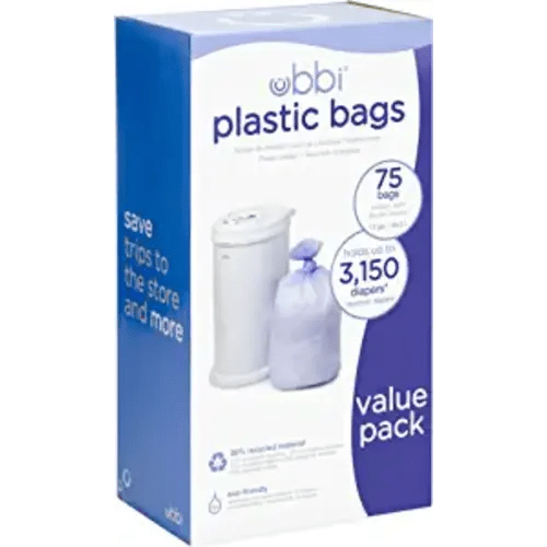 Ubbi Disposable Diaper Pail Plastic Bags, Value Pack, 75 Count, 13-Gallon Bags - Plastic Bags, 75ct.