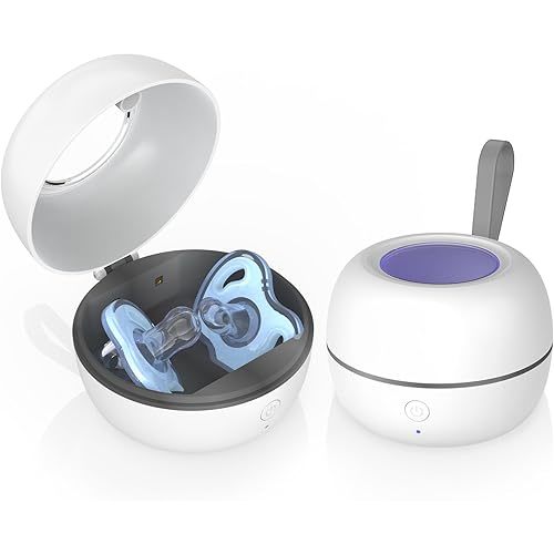Upgraded Portable Pacifier Sanitizer, UV Light Sanitizer Box, 99.99% Cleaned in 3 Minutes, 90 Disinfection Cycles, USB Rechargeable, Baby Pacifier Sanitizer On The Go (Large White)