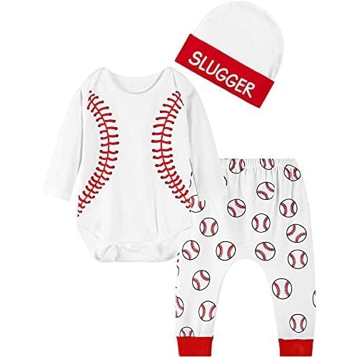 COSLAND Baby Boys' 3pc Sports Outfits, Infant Cotton Clothing Set, Newborn-12 Months