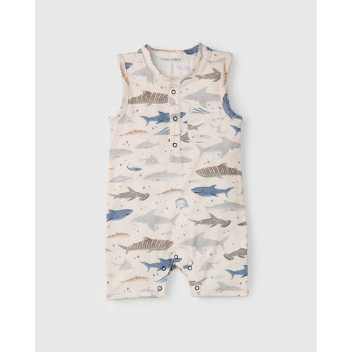 Short Romper - Smiley Sharks