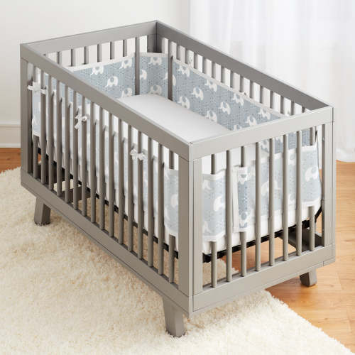 Breathable™ Mesh Crib Liner — Classic Collection — Peaceful Elephant Gray