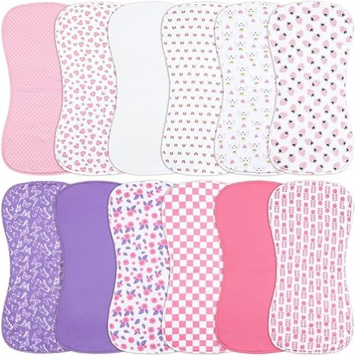 Baby Burp Cloths &Baby B.ibs 2-in-1 Design 3 Layers Thicken Cotton Absorbent and Soft Spit Up Burping Rags Set for Newborn (Multicolor-02)