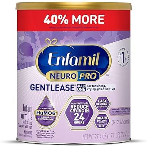 Enfamil NeuroPro Gentlease Baby Formula, Brain Building DHA, HuMO6 Immune Blend, Designed to Reduce Fussiness, Crying, Gas & Spit-up in 24 Hrs, Has Prebiotics to Promote Softer Stools, 27.4 Oz Can