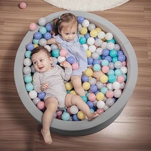 HOFISH Foam Ball Pit for Children Toddlers,Baby Playpen Pool Soft Round Designed Easy to Clean or Install,Ideal Gift Babies Infants Indoor and Outdoor Game- (Balls NOT Included) (Light Grey)