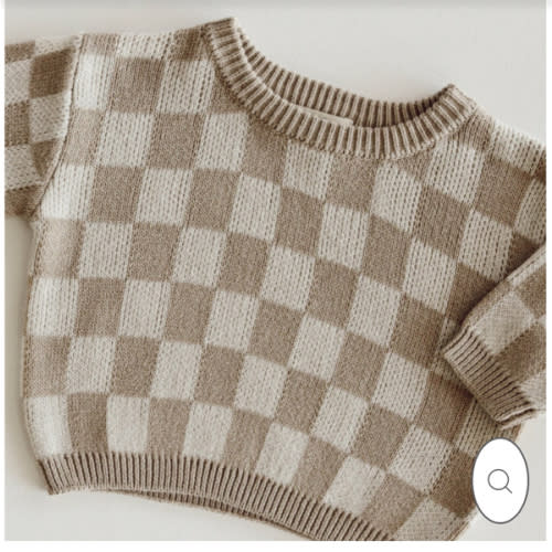 Organic Checkered Knit Sweater