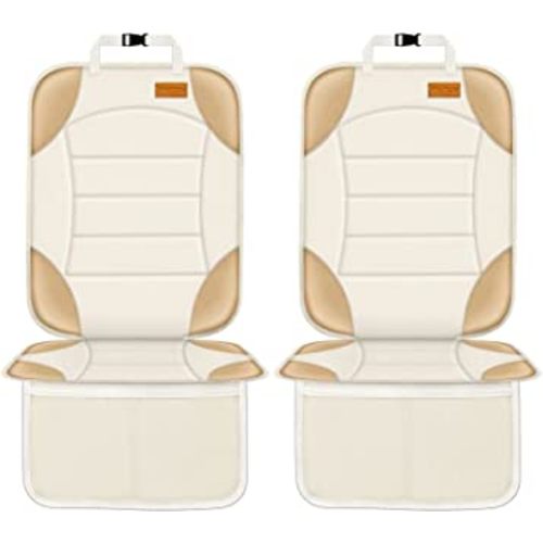 Siivton Car Seat Protector for Child Car Seat, Car Seat Cushion for Leather and Fabric Seats, 2 Mesh Pockets, Non-Slip Bottom, Waterproof Protectors for Vehicles Baby Pets (2 Pack)