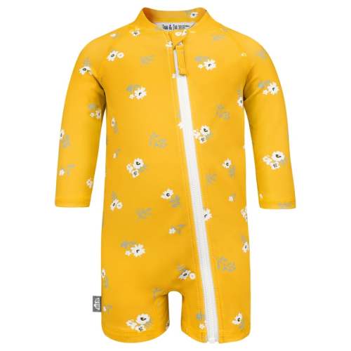 Kids One Piece UV Sun Suit | Yellow Flower for Babies | Jan & Jul