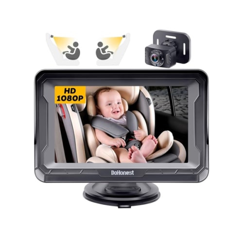 DoHonest Baby Car Camera HD 1080P - Rear-Facing Car Baby Monitor with Night Vision, Adjustable View Angle, Easy Setup, Anti-Glare Display, Safety for Kids & Infants