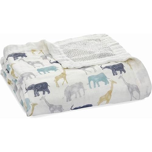 (Expedition) - aden + anais Dream Blanket, Muslin Baby Blankets for Girls & Boys, Nursery Crib Blanket, Toddler & Infant Bedding, Shower & Registry Gift, Expedition Elephants and Giraffes