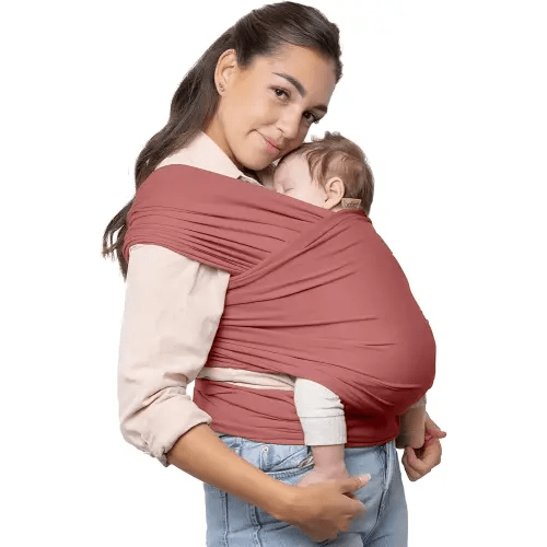 Baby Wrap Carrier Sling for Newborns to Toddlers - Stretchy Hands-Free Baby Carrier 7-35 lbs (Dusty Pink)