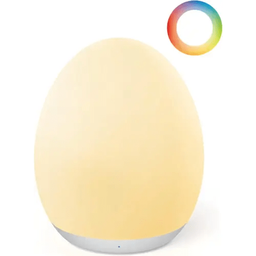 JolyWell Night Light for Kids, Baby Egg Light with 7 Colors Changing Mode & Stepless Dimming, Nursery Night Lamp BPA Free,Rechargeable Egg Night Light for Breastfeeding 1h Timer & Touch Control