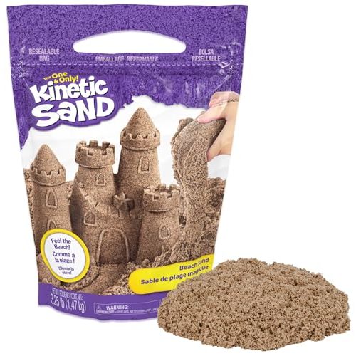 Kinetic Sand, 3.25lbs Beach Play Sand, Moldable Sensory Toys for Kids, Resealable Bag (Packaging May Vary), for Ages 3 and up