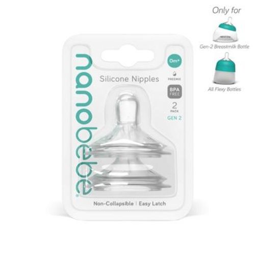 Nanobebe Flexy Silicone Bottles Nipples Triple Vented Twin-Pack - Y Cut