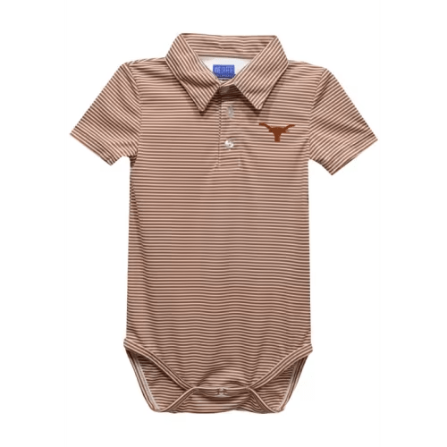 Texas Longhorns Baby Burnt Orange Pencil Stripe Short Sleeve One Piece Polo