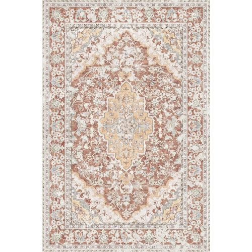 (Brick Red, 6x9) Washable Area Rug 6x9 | Non Slip Area Rug for Living Room, Bedrooms, Dining Room | Ultra-Soft Flannel Carpet Area with Rubber Backing