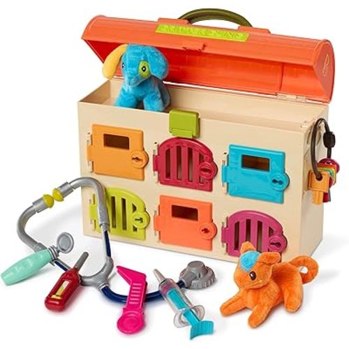 B. toys – Critter Clinic Vet Set – Pretend Play Animal Hospital Toy for Toddlers & Kids – 14 Pieces Pet Care Set with Tools & Plush Toys – 2+ Years