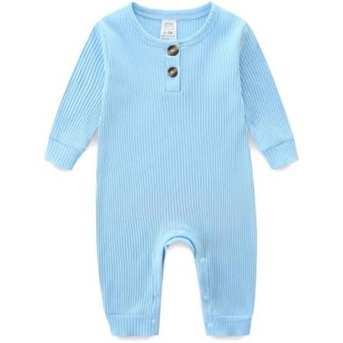 Unisex Newborn Baby Romper Ribbed Onesie Infant Long/Short Sleeve Jumpsuit
