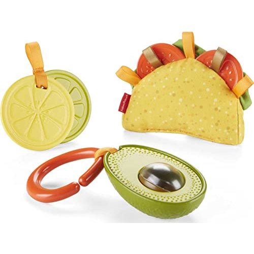 Fisher-Price Baby Pretend Food Baby Toys Taco Tuesday Gift Set of 3 Rattle Crinkle Clacker Sensory Toys for Newborns