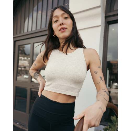 Sublime® Bamboo Maternity & Nursing Longline Bra Top | Oatmeal Heather - Kindred Bravely