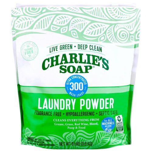 Charlie’s Soap Hypoallergenic Laundry Detergent Powder Baby Gentle 8lb Bag Fragrance Free Plant Based Deep Cleaning – Biodegradable Eco Friendly Sustainable