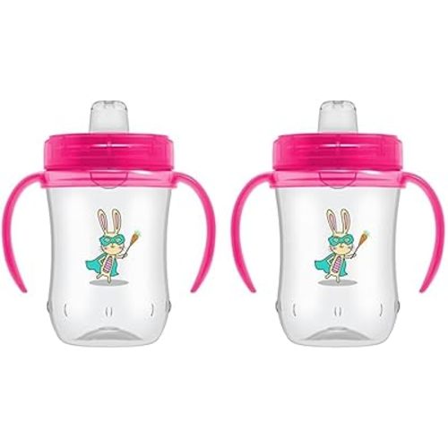 Dr. Brown's Milestones Soft Spout Sippy Cup with Handles - Pink - 9oz - 9m+ (Pack of 2)