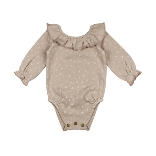 Organic Ruffle Neck Bodysuit in Oatmeal Dots – L'ovedbaby