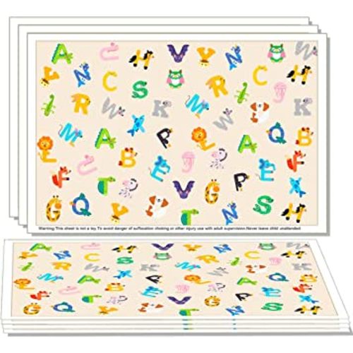 Disposable Stick-on Placemats for Baby&Toddler&Kids,Placemats That Sick on Dining Table at Family、Restaurant and Travel,Toddler placemat,40 Pack 12x18in Alphabet Animals Waterproof Table Mat