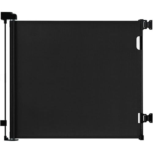 dearlomum Retractable Baby Gate,Mesh Baby Gate or Mesh Dog Gate,33" Tall,Extends up to 55" Wide,Child Safety Gate for Doorways, Stairs, Hallways, Indoor/Outdoor(Black,33"x55"