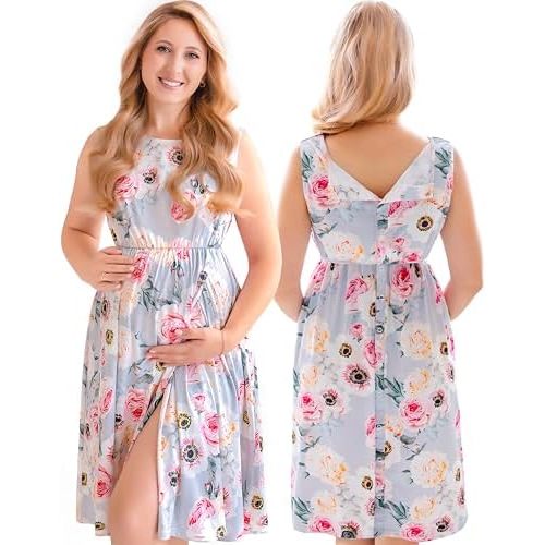 ECO BABY Made With Love 3-in-1 Labor and Delivery Gown for Hospital, Nursing Nightgown, Maternity Dress for Breastfeeding