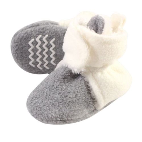Hudson Baby Baby and Toddler Cozy Fleece and Faux Shearling Booties, Cream Heather Gray