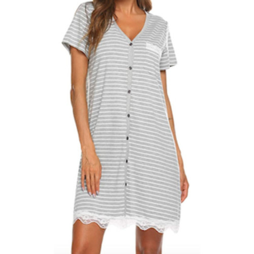 Ekouaer Striped Nightdress