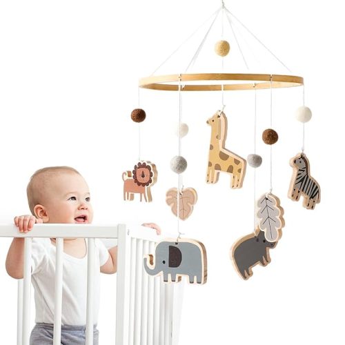 let's make Baby Crib Mobile with Arm Boho Star Moon Nursery Mobile Set Wooden Baby Mobile Holder for Hanging Nursery Decor Ceiling Mobile