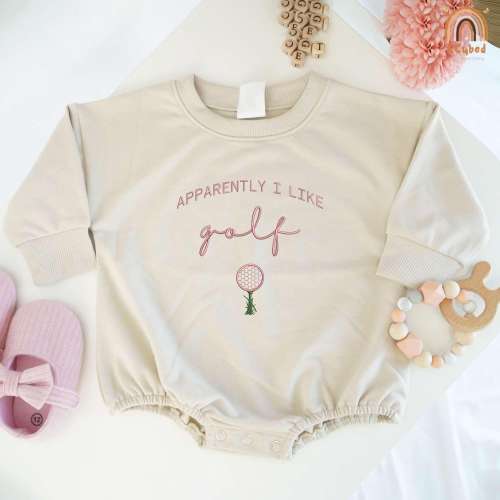 Embroidered Apparently I Like Golf Romper, Cute Golf Bodysuit, Golf Baby Clothes, Baby Girl Golf Outfit, I Love Golf Bodysuit,Baby Girl Golf