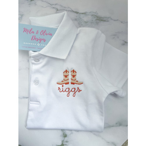 Longhorn boots polo, texas longhorn polo, game day polo, texas polo, toddler boy polo