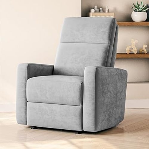Nurture& The Glider – Premium Power Recliner Nursery Chair with Stationary Headrest | Designed for Comfort and Simplicity | Built-in USB Charger