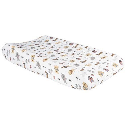 Trend Lab Dog Park Deluxe Flannel Changing Pad Cover, White