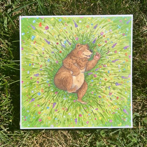The Happy Bear 10x10 Print | Illustration Print