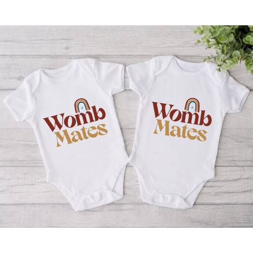 Twin Baby Onesie® Set, Womb Mates Twin Onesie®, Cute Best Friend Twin Baby Onesie®, Funny Best Friends Twin Bodysuit, Twins Shower Gift