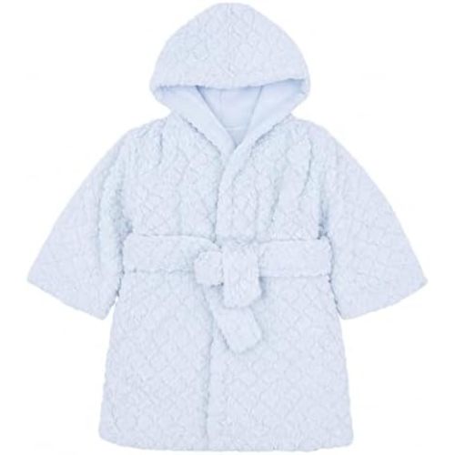 Unisex Grey Baby Fleece Robe with Hood for Boys and Girls Ages 0-9 Months by Everyday Kids (Blue Fur)
