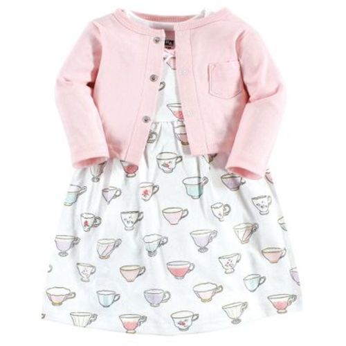 Hudson Baby Infant Girl Cotton Dress And Cardigan Set, Tea Party, 0-3 Months