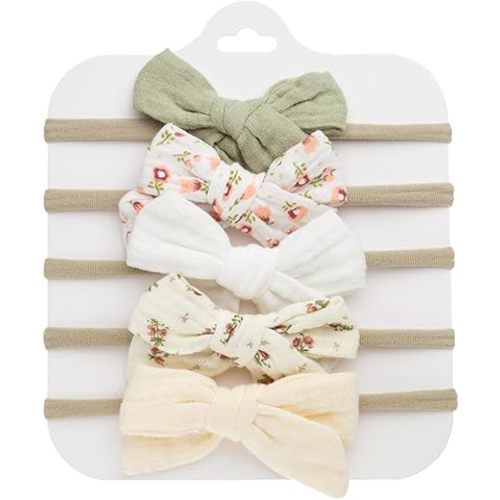 KIDOCHEESE Baby Bows and Headbands Nylon Hair Bows Stretchy Baby Hairbands Hair Accessories for Newborn Babies Infant Toddlers Kids