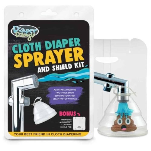 Cloth Diaper Sprayer Bidet KIT with Splatter Shield & Gusset Stretcher/Wringing Pad