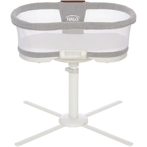HALO BassiNest Luxe Swivel Sleeper - Over-Bed Baby Bassinet with 360° Rotation, Vibrations, White Noise, Nightlight, and Safe Close-Sleeping Design, Dove Grey Tweed