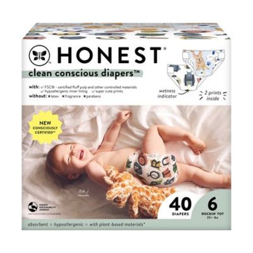 The Honest Company Clean Conscious Disposable Diapers - Sky's The Limit & Wingin' It - Size 6 - 40ct
