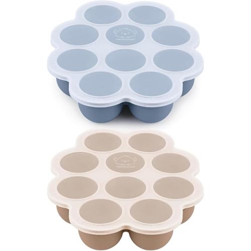 KeaBabies Silicone Baby Food Freezer Tray with Clip-on Lid - 2oz x 10 Pods Baby Food Silicone Freezer Molds, Breast Milk Freezer Tray, Dishwasher, Microwave, BPA-Free Baby Food Storage Tray