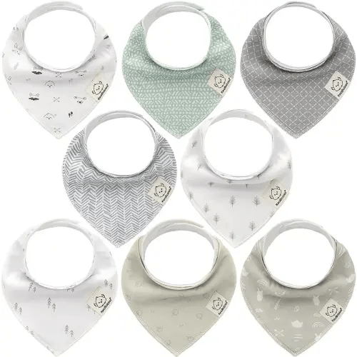8-Pack Organic Baby Bandana Drool Bibs, Nordic