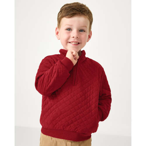 Holiday Red Quilted Zip Pullover | Little Sleepies