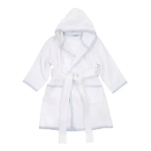 Essentials Light Blue Gingham Trim Bathrobe