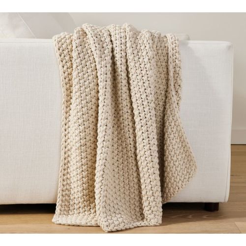 Navy or Clay Color Bayside Seed Stitch Throw
