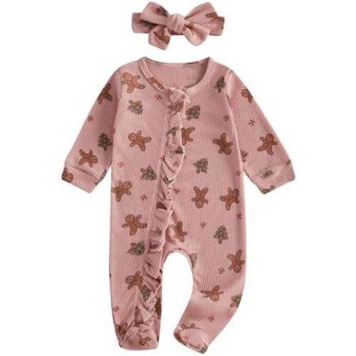 YINGISFITM Baby 3 6 Months Girl Clothes Newborn Onesie Ruffle Long Sleeve Ribbed Romper Jumpsuit One Piece Hospital Outfit
